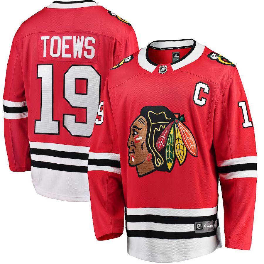 Men Chicago Blackhawks 19 Jonathan Toews Fanatics Branded Red Breakaway Player NHL Jersey